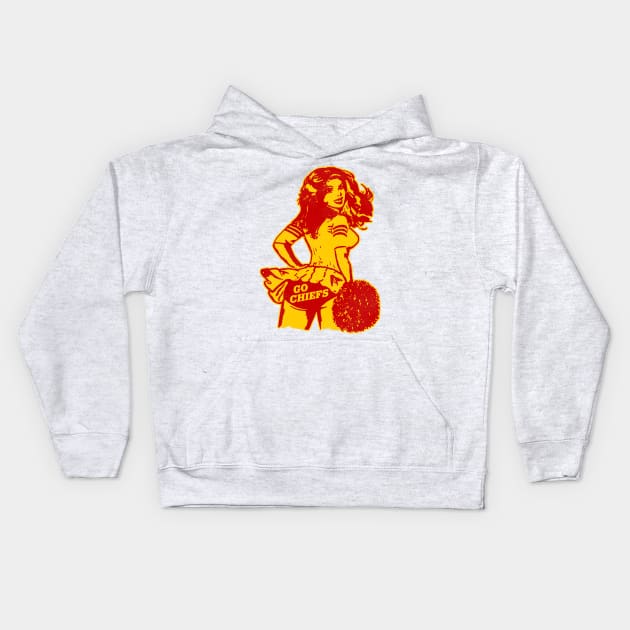 Retro Kansas City Cheerleader Kids Hoodie by darklordpug